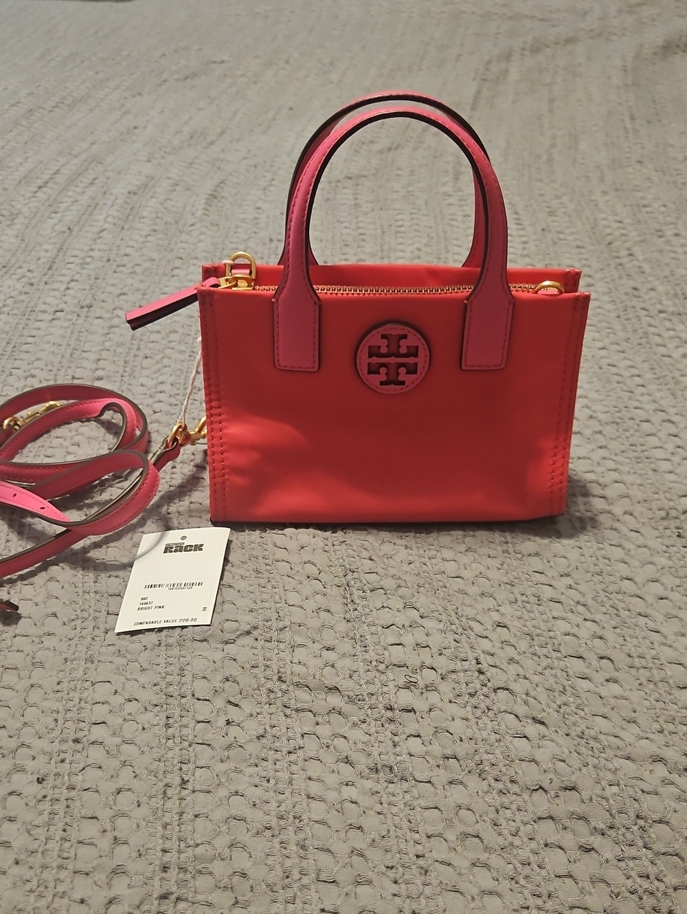 Tory Burch Bright Pink Mini Miller Tote with Logo Medallion